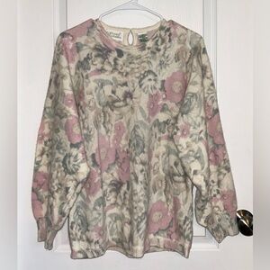 Colleen's Collectables VTG Sweater S Floral Angora Lambs Wool Blend Quiet Luxury